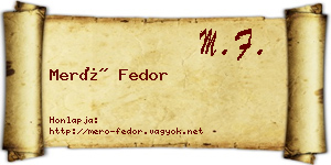 Merő Fedor névjegykártya
